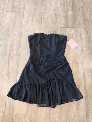 Hello Molly Black Strapless Ruffled Mini Dress thumbnail 4