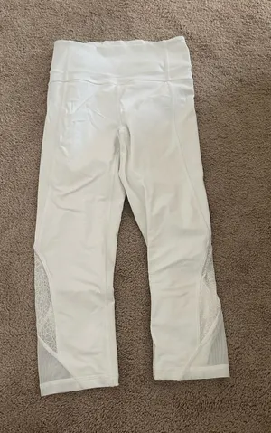 lululemon athletica White Athletic Capri Shorts with Mesh Insets thumbnail 1