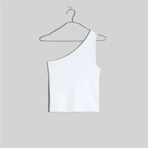 Madewell Brightside Rib One-Shoulder Tank in Eyelet white Size XSmall NWT thumbnail 2