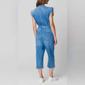 BlankNYC Cotton Blend‎ Blue Denim Belted Jumpsuit Sleeveless Small thumbnail 2