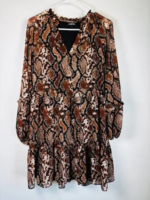 Express Brown & Black Mini Dress - Size M - Like New thumbnail 3