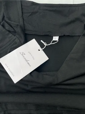 Soesdemo Black Cold-Shoulder V-Neck Dress, size L thumbnail 5