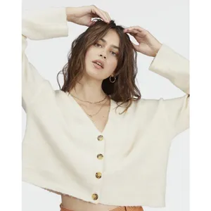 Billabong White Cap Short N Sweet Cropped Cardigan Sweater Size Medium thumbnail 2