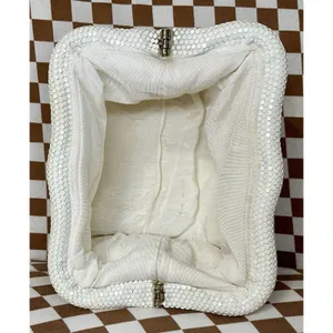 Vintage White Metal Mesh Clutch Purse Mid Century Gate Mouth Evening Bag Bridal thumbnail 5