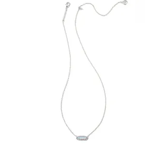 Kendra Scott Eva Dichroic Glass Pendant Rhodium over Brass Silver Necklace thumbnail 8