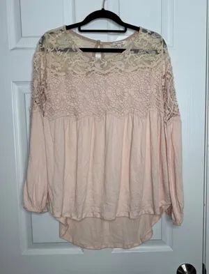 Sundance pink lace top yoke blouse size XS boho crochet thumbnail 1