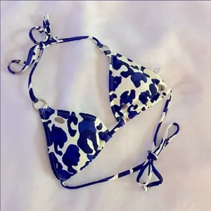 ✨ old navy leopard print navy triangle bikini✨ thumbnail 2
