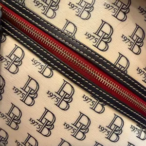 Vintage Dooney & Bourke 1975 Monogram Coated Canvas Hobo Shoulder Bag thumbnail 3