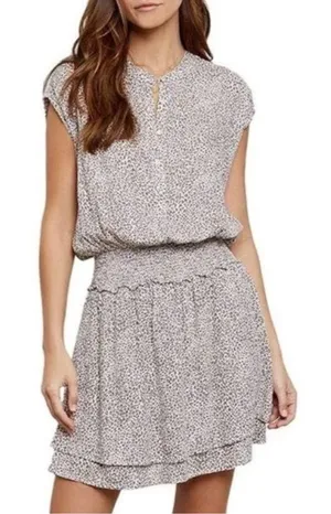 Rails Angelina Sand Cheetah Linen Blend Mini Dress New Size Medium Smocked thumbnail 1