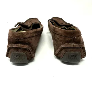 UGG Size 8 Slip On Brown Leather Sherpa‎ Lined Buckle Flats Tread Moccasins thumbnail 4