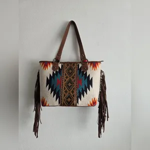 Western Aztec Tapestry‎ Concealed Tribal Carry Tote Bag Ivory thumbnail 14