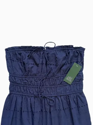 Wild Fable Navy Blue Eyelet Strapless Tube Mini Dress Small Cotton thumbnail 4