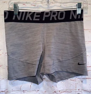 Nike Pro Gray Compression Bike Shorts Black Waistband Large spandex volleyball thumbnail 1