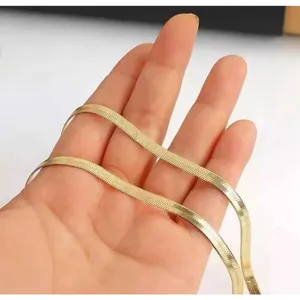 3mm Gold Herringbone Necklace | Gold Plated Sterling Silver‎ thumbnail 4