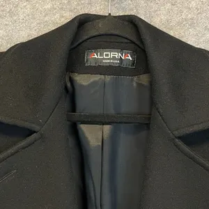 ALORNA Coat Women's Large Black Lapel‎ Collar Double Breasted Wool Blend Winter thumbnail 3