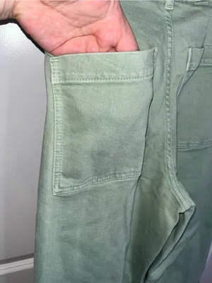 Zara Culotte Patch Pockets Marine Straight Jeans High Rise Sz 2 Sage Earthy Boho thumbnail 9