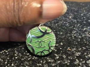 Silver & green “CC” pendant. Gorgeous. thumbnail 1