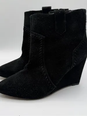 Rebecca Minkoff Black Suede Hidden Wedge Pointed Toe Booties 8.5M thumbnail 3