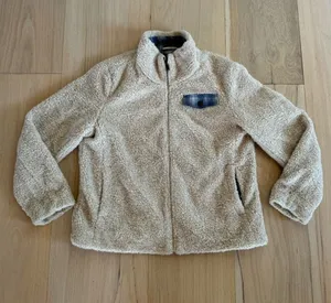 Pendleton Beige Sherpa Zip Up Jacket Plaid Pocket Size XL thumbnail 1