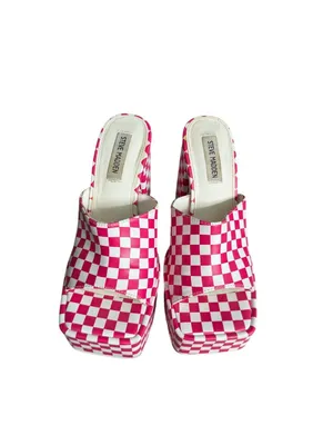 STEVE MADDEN Trixie Checkerboard Pink White Platform Sandals Heels Size 8 thumbnail 11