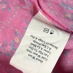 LoveShackFancy Pink Floral Cotton Tie Neck Tassel Peasant Blouse Small thumbnail 7