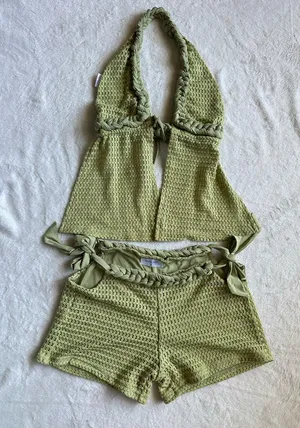 Outcast Clothing Benni Top Matcha Benni Shorts Matcha Set  thumbnail 4