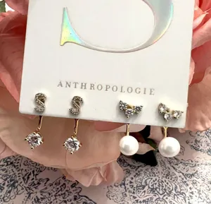 NWT Anthropologie Cubic Zirconia Initial “S” Earrings Two Pairs thumbnail 2