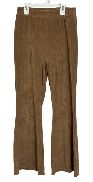 Aerie Tan Groove On Velvet Ribbed Flare Pants Small Pull On Comfy Neutral thumbnail 1