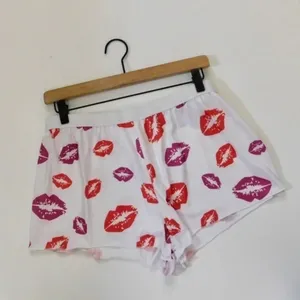 NEW!! HOT LIPS‎ Lipstick Kiss Cropped Loungewear Two Piece Set Top Shorts Large thumbnail 4