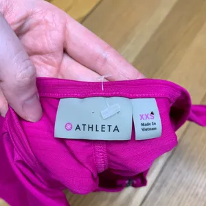 Athleta Womens XXS Pink Half Zip Athletic Tank Top Ruched Back 305922 Magenta‎ thumbnail 5