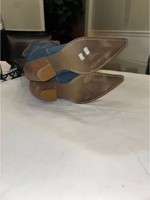 Dollhouse Blue and Brown Denim Heeled Boots thumbnail 6