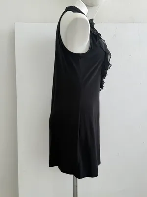 NEW White House Black Market Ruffle Halter Dress Black MEDIUM womens thumbnail 4