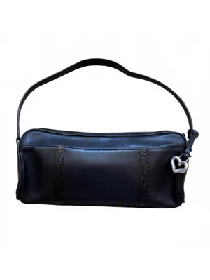 Brighton Black Leather Shoulder Bag Croc Embossed Heart Hardware Buckle C687292 thumbnail 3