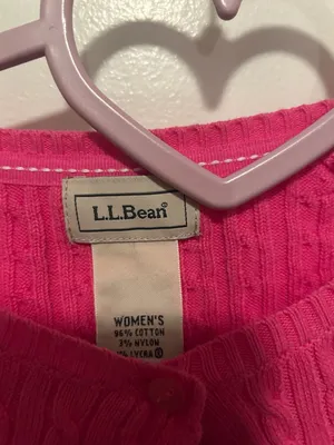 L.L.Bean Women's Cotton Cable Knit Button-Front Cardigan Sweater, Pink thumbnail 2