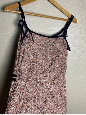 Lauren Conrad Sleeveless‎ Paisley Summer Dress with Navy Trim phoebe buffay inspo y2k medium thumbnail 4