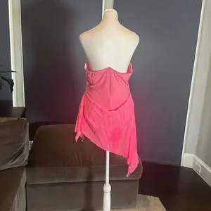 Womens Skimpy Sexy Pink Strapless Sheer Sparkly Party Club Dress Bodysuit Size M thumbnail 3