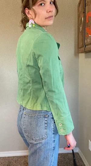 y2k green denim jacket Size L thumbnail 2