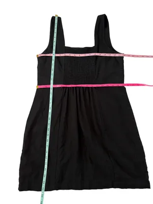 Old Navy Square Neck Linen-Blend Mini Dress Black Size Large thumbnail 5