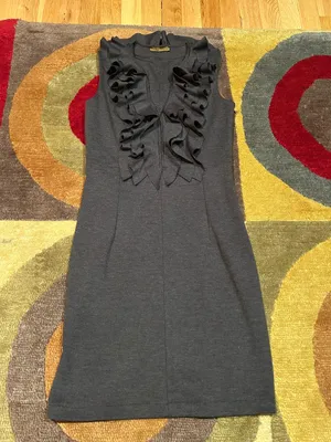Grey Y2K Style Vintage Sleeveless Knit Pencil Dress Business Style Size Small thumbnail 1
