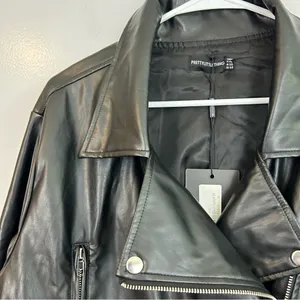 NWT PrettyLittleThing Black Faux Leather PU Biker/Moto Jacket Plus Size XL thumbnail 7