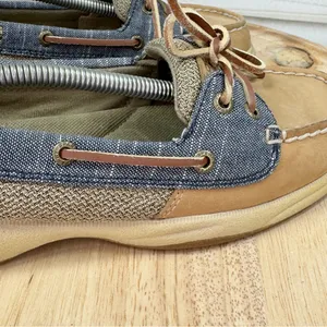 Sperry Top Sider Laguna Leather Canvas Slip On Loafer Boat Shoes‎ Tan Blue 8 thumbnail 7