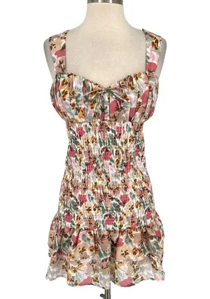 Runaway Acantha Floral Sweetheart Smocked Bodycon Mini Dress Size XL NWT thumbnail 3