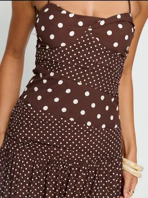 Princess Polly Maxi Brown Polka Dot Dress thumbnail 3