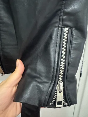 ZARA Black Faux Leather Moto Jacket size M thumbnail 4