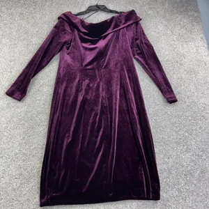 Calvin‎ Klein 12 Burgundy Velvet Off Shoulder Sheath Dress Whimsigoth Evening thumbnail 3