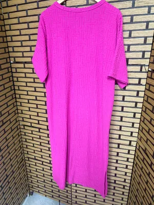 Entro Fuschia terry cloth midi dress/swim cover up size medium thumbnail 2