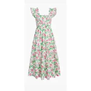 Hill‎ House Home Nap Dress Womens XXL White Pink Floral Ellie Smocked Midi Dress thumbnail 10