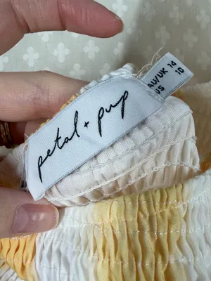 Petal‎ + Pup Yellow White Striped Smocked Kelsie One Shoulder Dress thumbnail 3