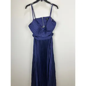 NEW Lulus Got the Glam Navy Blue Pleated Cutout Maxi Dress Formal Party Medium thumbnail 7