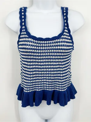 American Eagle Blue Crochet Tank Top Size Small Boho thumbnail 2